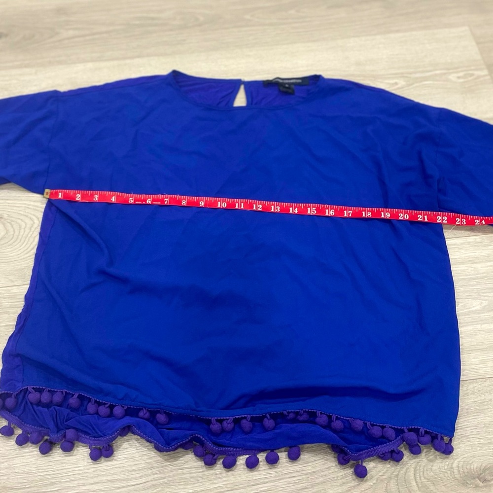 French Connection • Simple Classic Crepe Light Polly Top Clement Blue - Picture 8 of 9